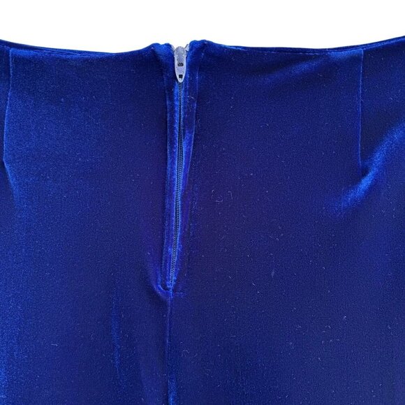 Shasha Collection Vintage Blue Velvet Womens Back Zip Flat Front Wide Leg Pant L - Picture 5 of 8